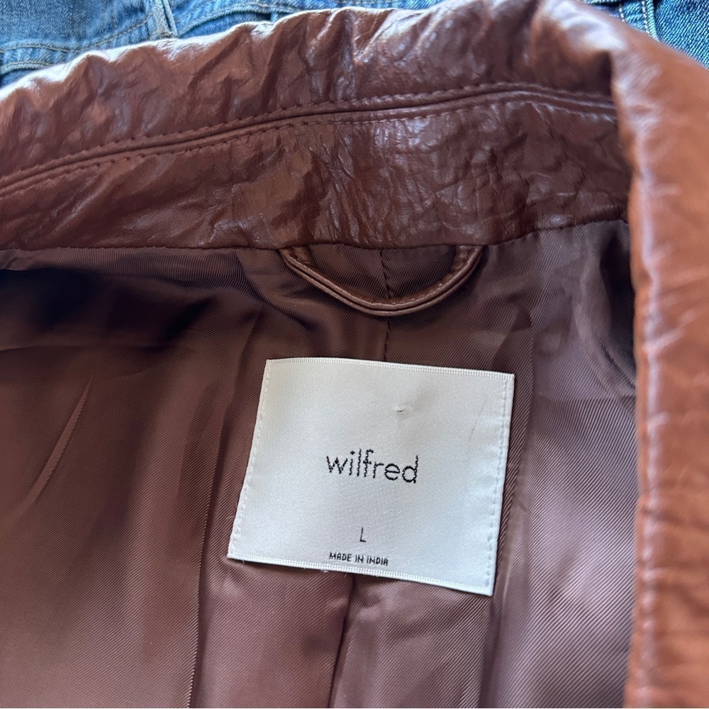 Aritzia Wilfred Adina Blazer Textured Vegan Leather Jacket Size L - Picture 5 of 9